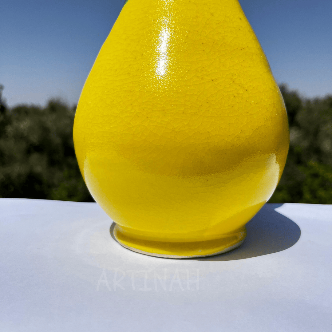 Vase Jaune et Vert Bicolore – Artisanat Marocain