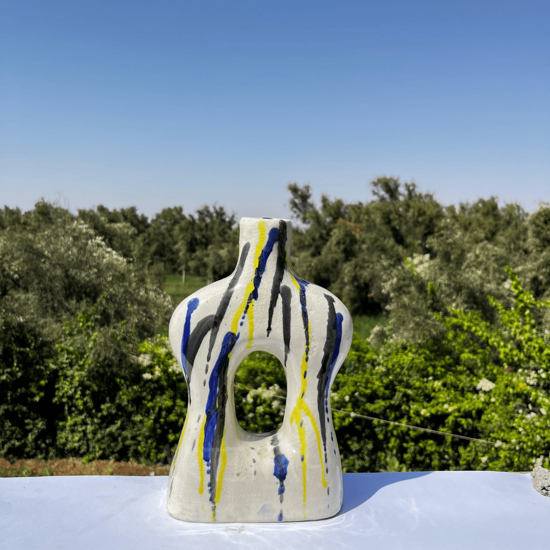Handcrafted Ceramic Vase with Abstract Painted Design