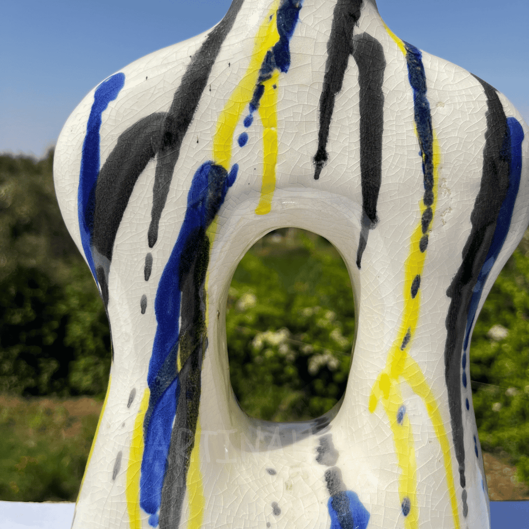 Handcrafted Ceramic Vase with Abstract Painted Design