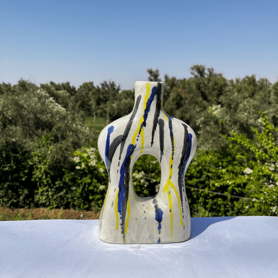 Handcrafted Ceramic Vase with Abstract Painted Design
