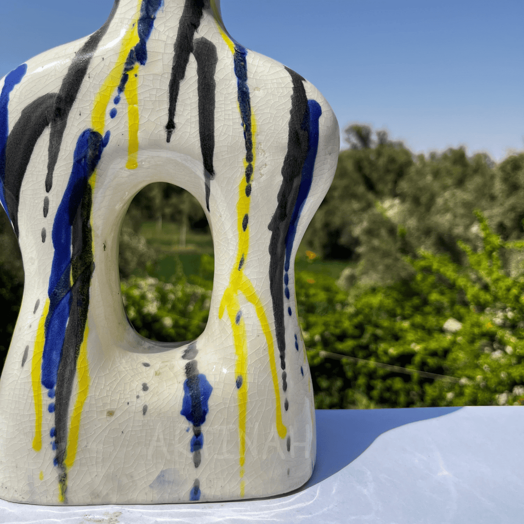 Handcrafted Ceramic Vase with Abstract Painted Design