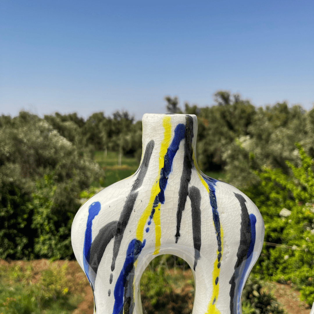 Handcrafted Ceramic Vase with Abstract Painted Design