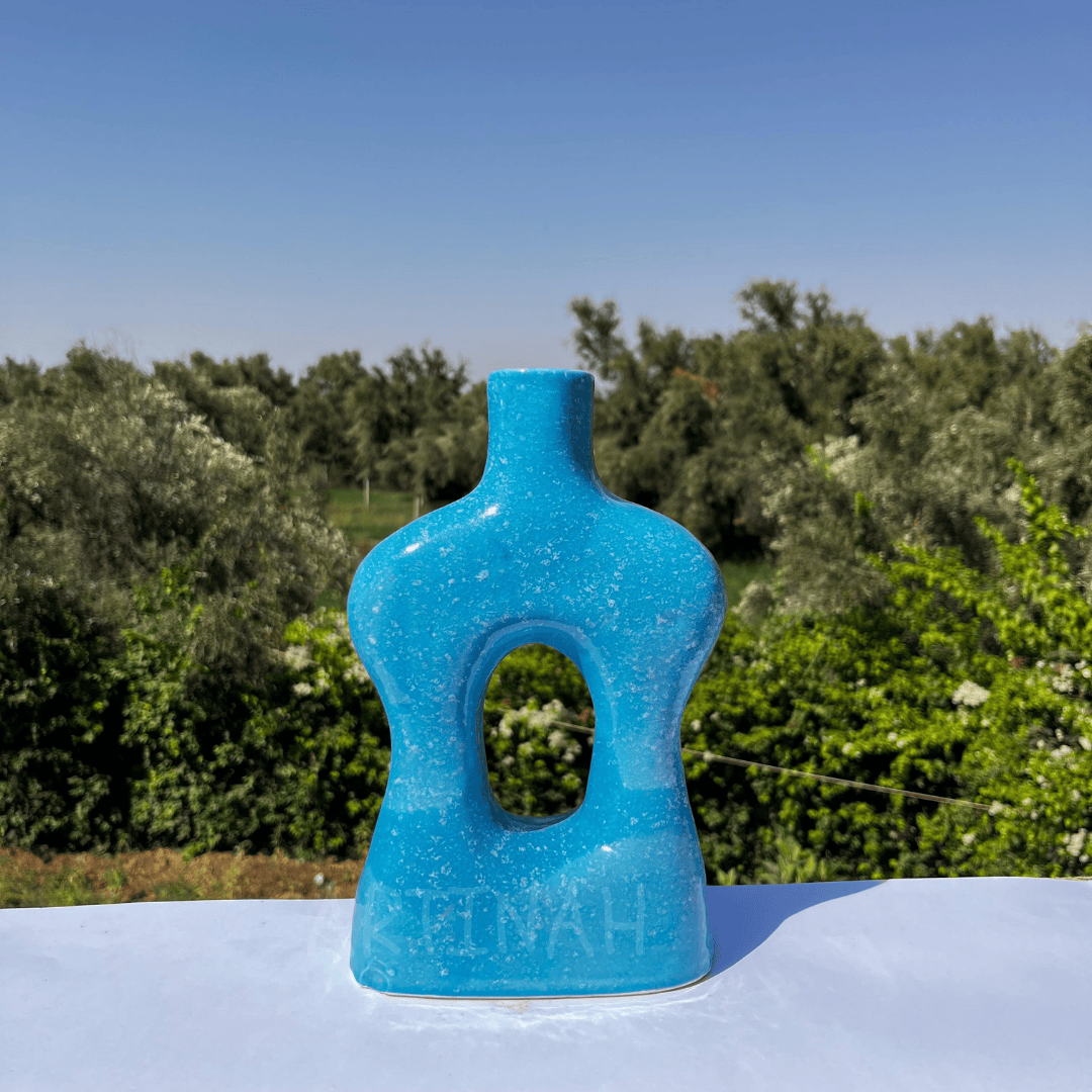 Handcrafted Sculptural Turquoise Ceramic Vase