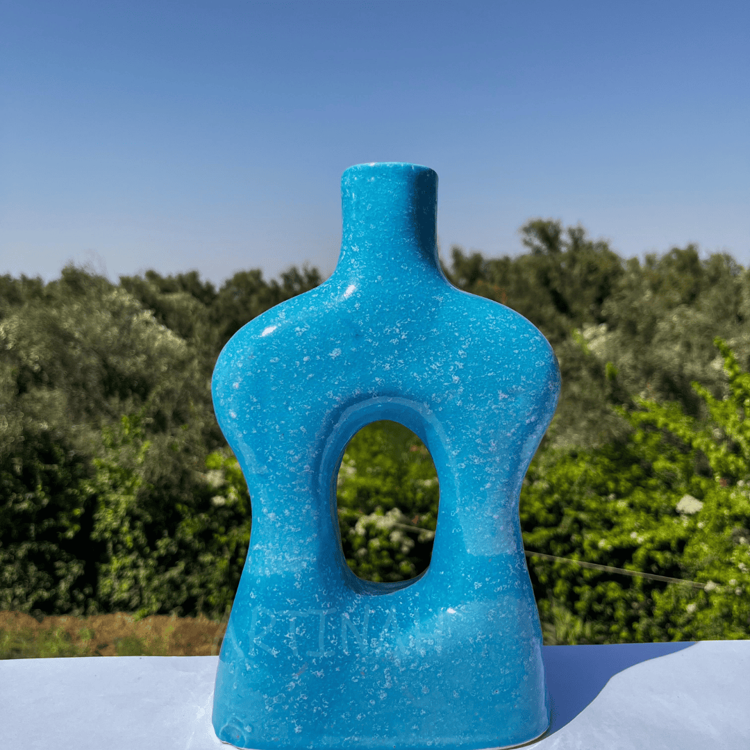 Handcrafted Sculptural Turquoise Ceramic Vase