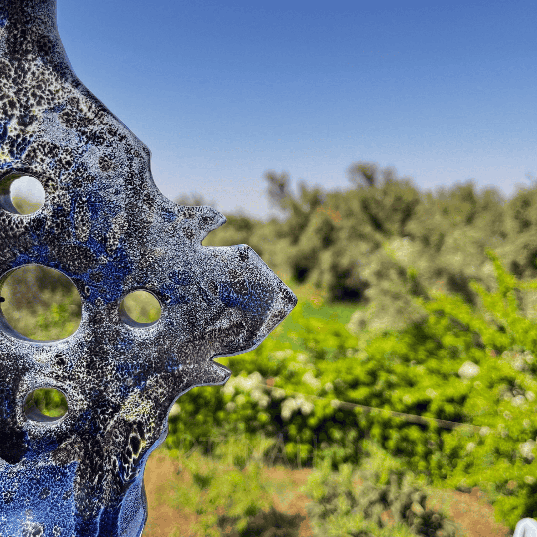 Handcrafted Ceramic Sculpture Totem Design with Cutouts