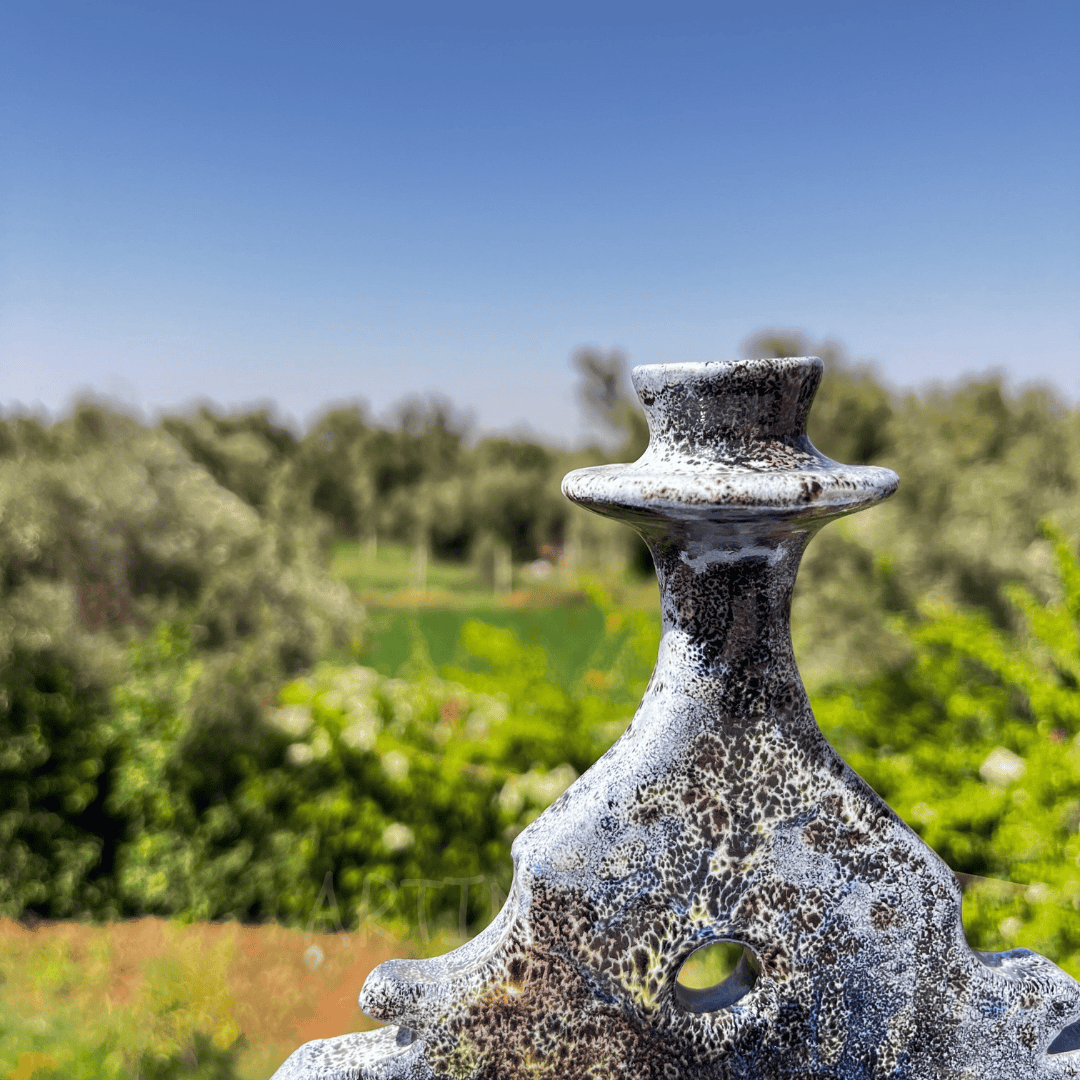 Handcrafted Ceramic Sculpture Totem Design with Cutouts