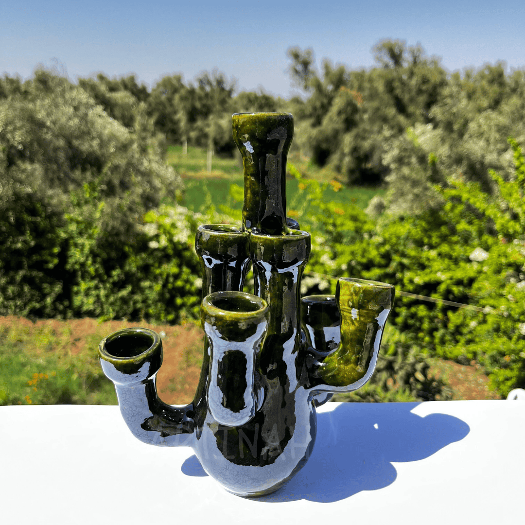 Handcrafted Green Ceramic Sculpture Cactus Design