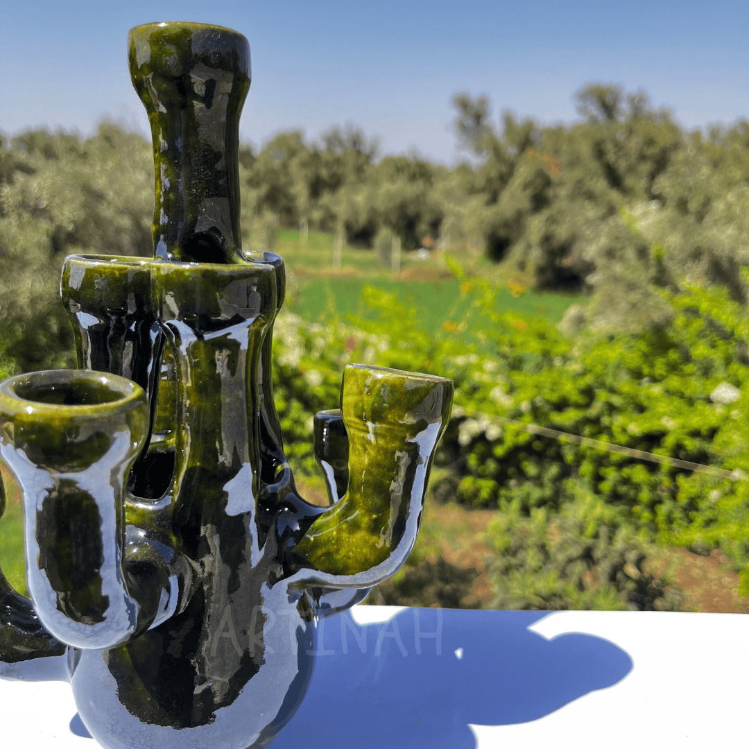 Handcrafted Green Ceramic Sculpture Cactus Design