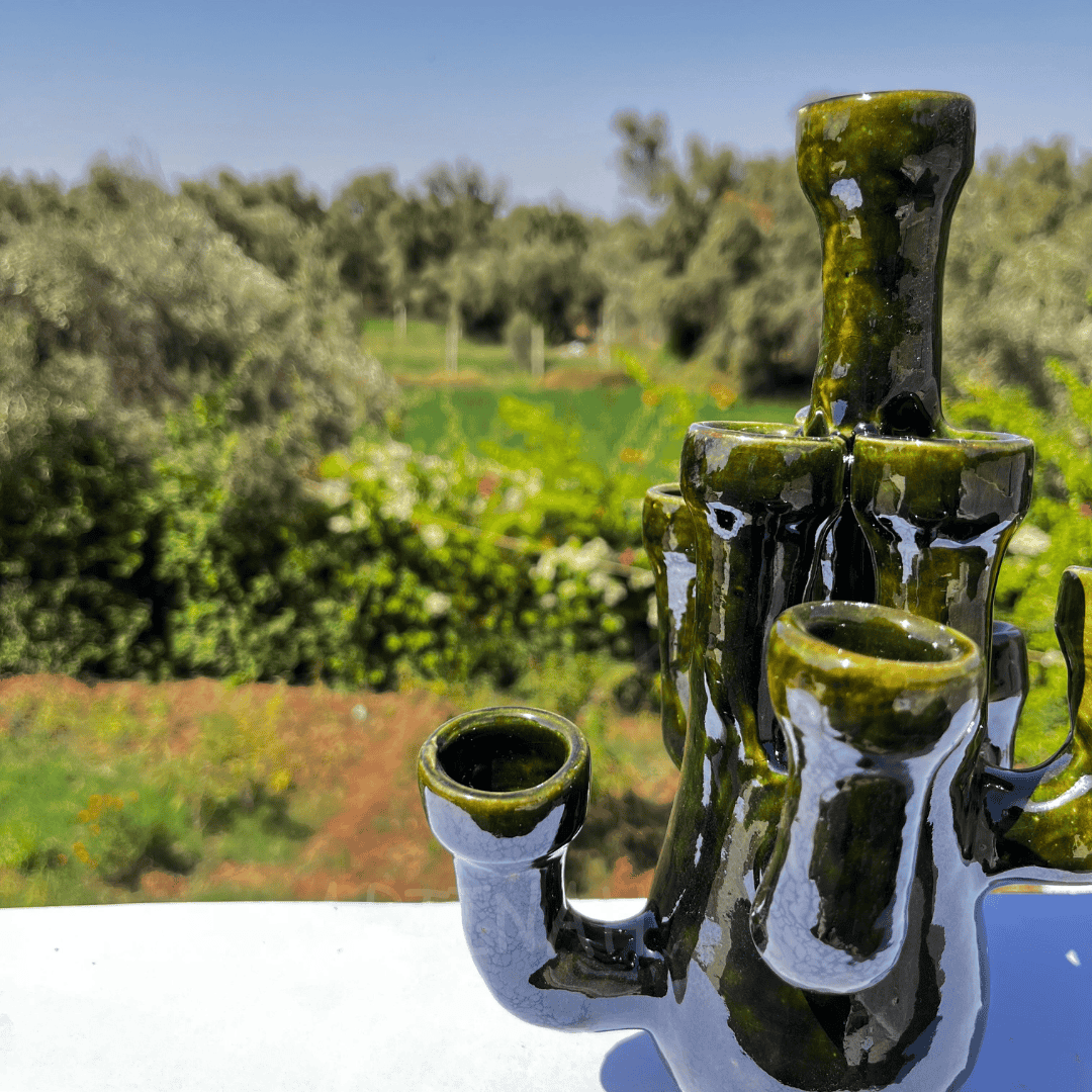 Handcrafted Green Ceramic Sculpture Cactus Design