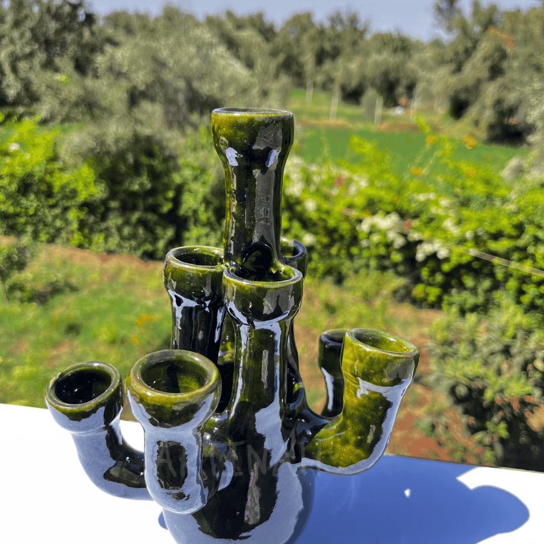 Handcrafted Green Ceramic Sculpture Cactus Design