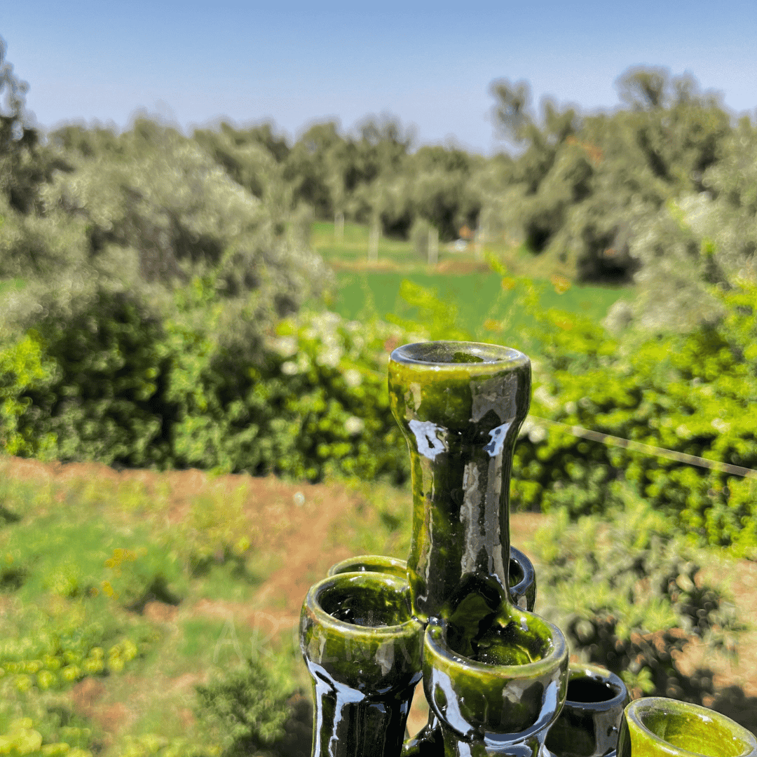 Handcrafted Green Ceramic Sculpture Cactus Design