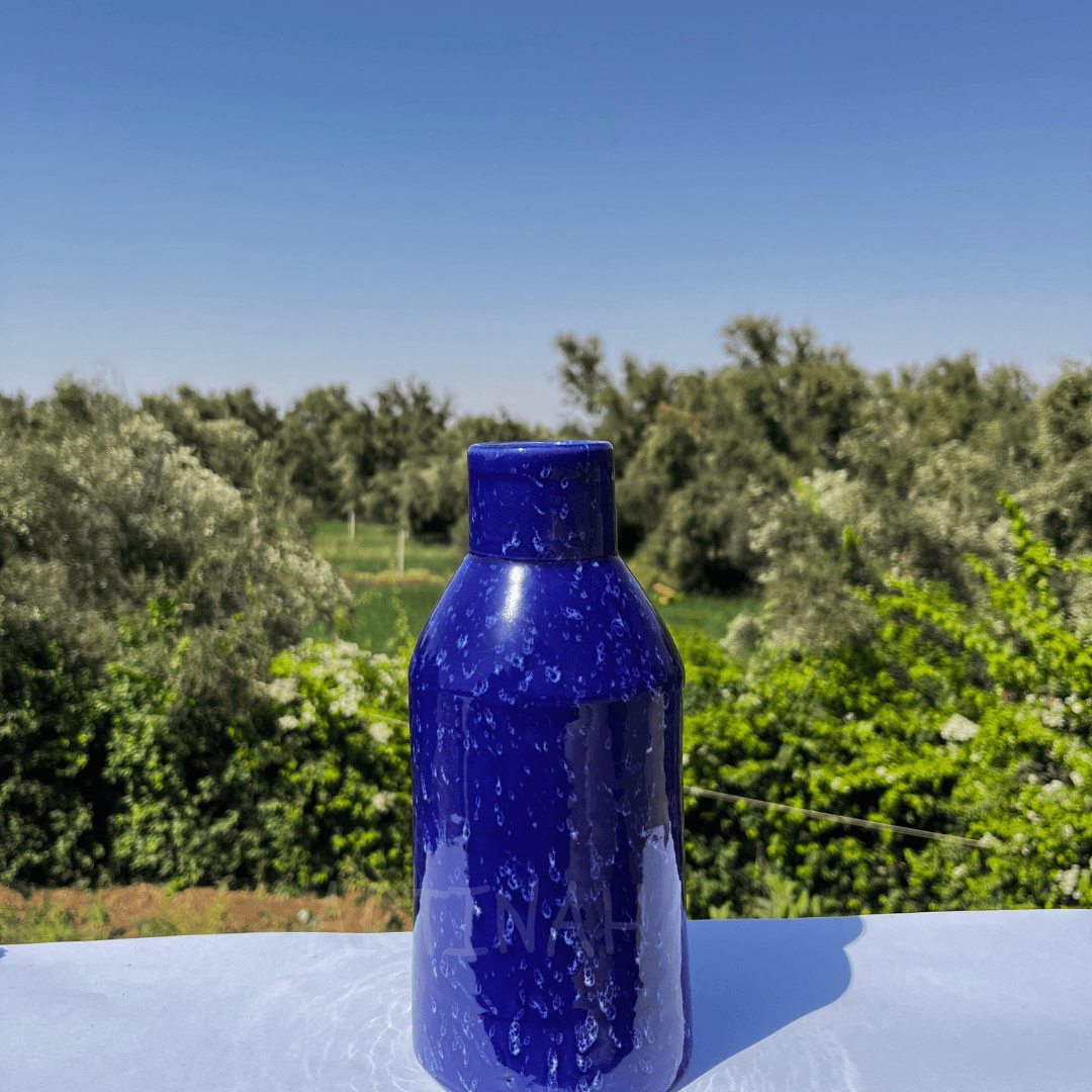 Vase Artisanal Bleu Profond – Élégance Marocaine