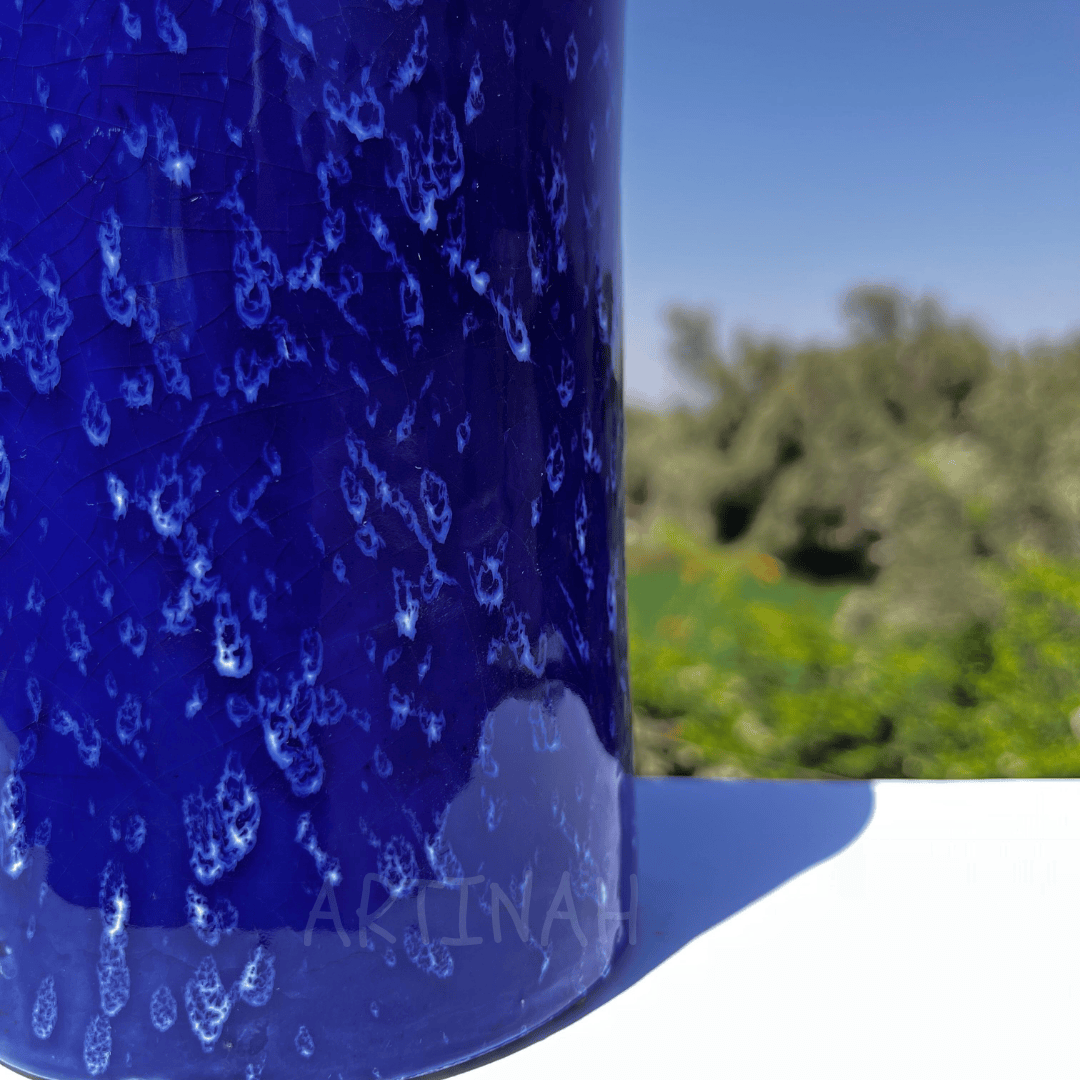 Vase Artisanal Bleu Profond – Élégance Marocaine
