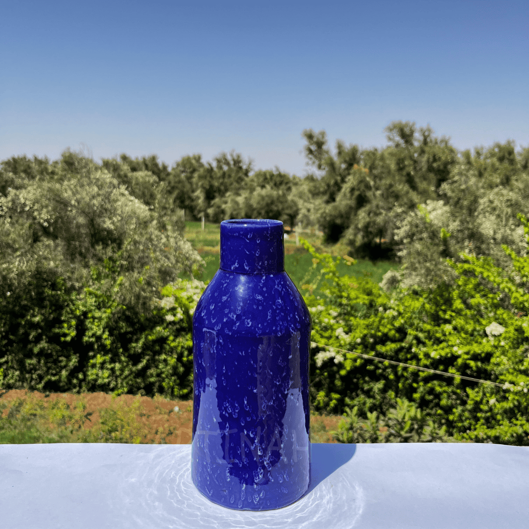 Vase Artisanal Bleu Profond – Élégance Marocaine