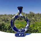 Handcrafted Midnight Blue Ceramic Vase with Splash Design