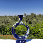 Handcrafted Midnight Blue Ceramic Vase with Splash Design