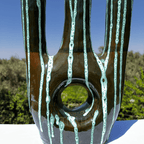 Ceramic Triple-Arm Candle Holder – Black & Green Drip Glaze