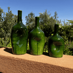 Set of 3 Decorative Green Ceramic Bottles – Handcrafted Moroccan Design