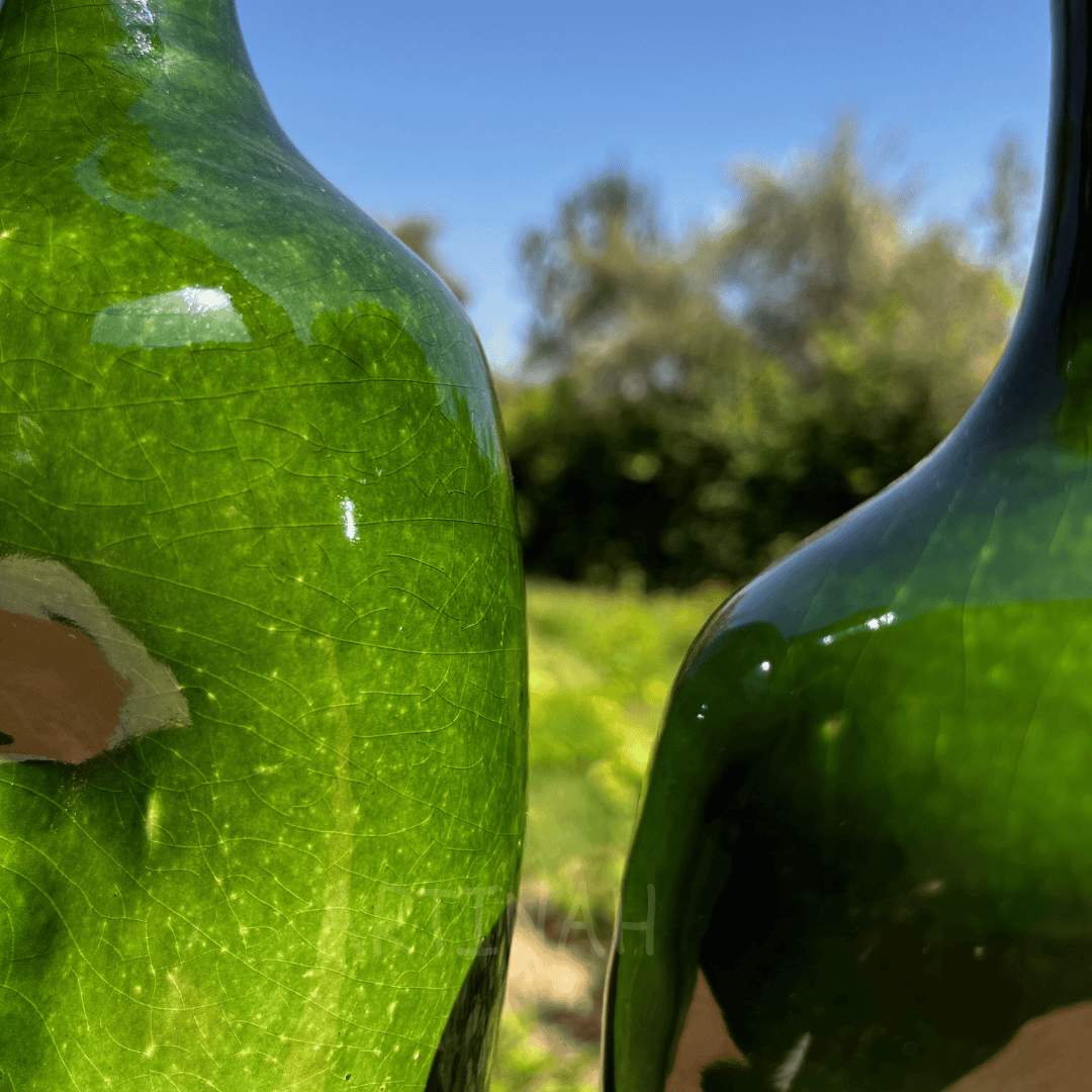 Set of 3 Decorative Green Ceramic Bottles – Handcrafted Moroccan Design