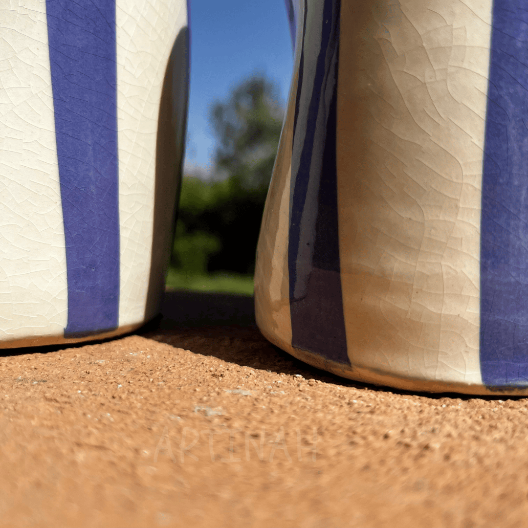 Ceramic Decorative Bottles – Blue Striped Set