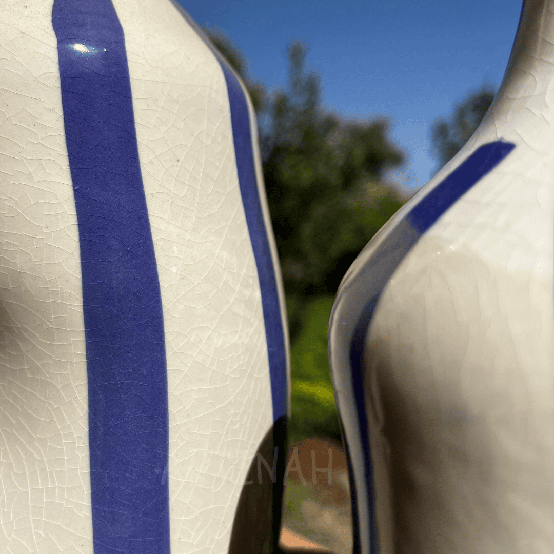 Ceramic Decorative Bottles – Blue Striped Set