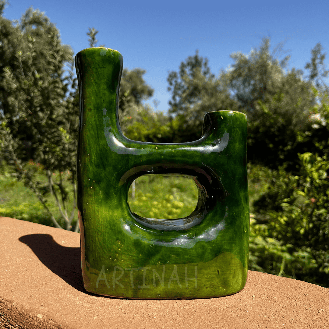 Ceramic Decorative Vase – Modern Green Sculptural Design