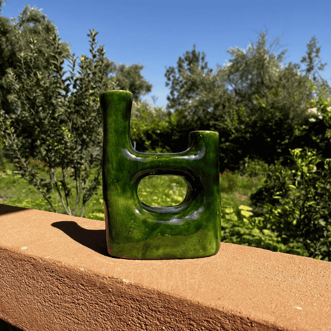 Ceramic Decorative Vase – Modern Green Sculptural Design