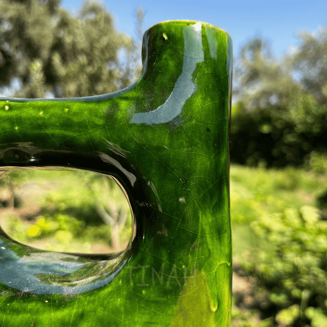 Ceramic Decorative Vase – Modern Green Sculptural Design