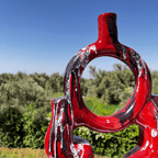 Handcrafted Abstract Red Vase