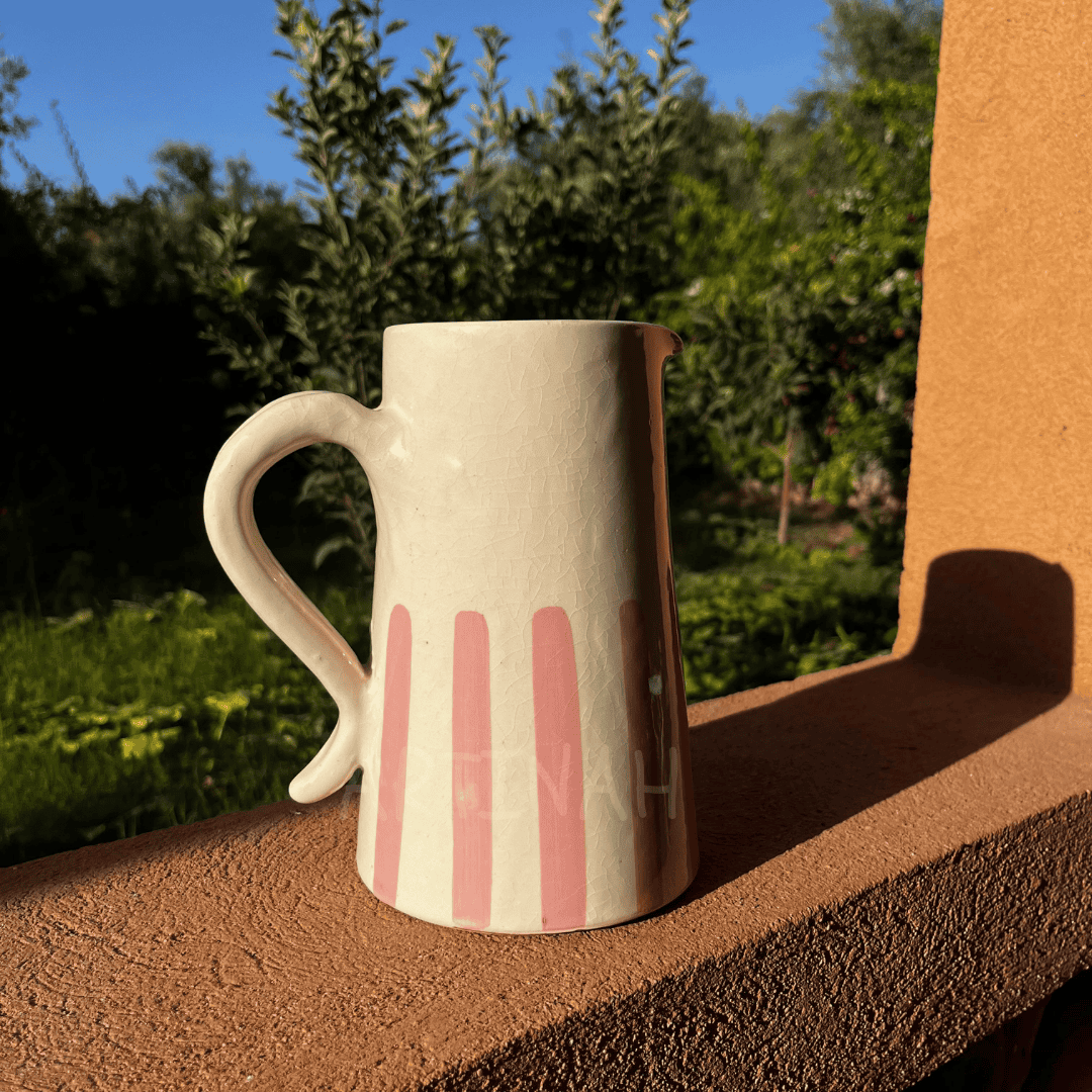 Handcrafted Pink Striped Pitcher 1L