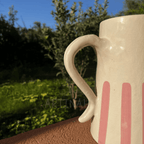 Handcrafted Pink Striped Pitcher 1L