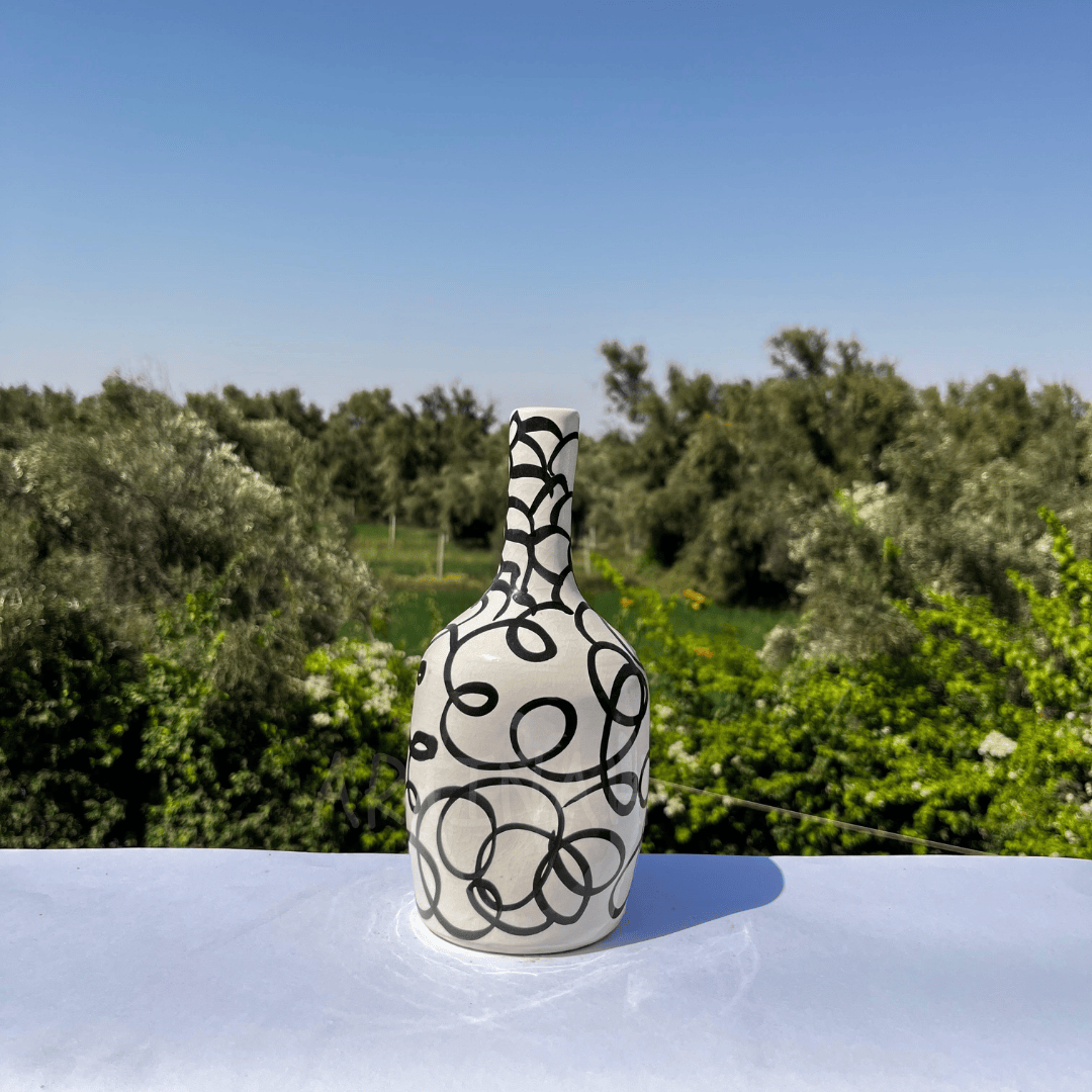 Handcrafted Black & White Ceramic Vase