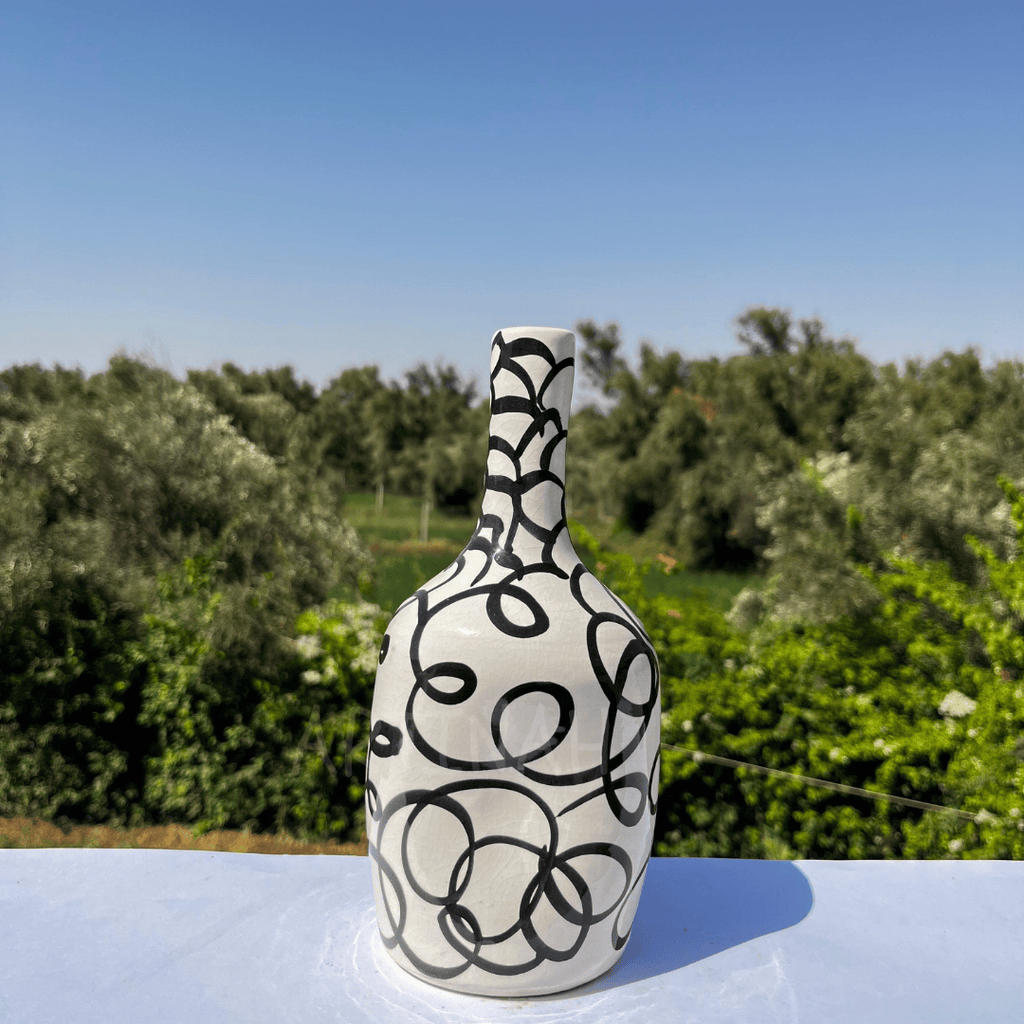 Handcrafted Black & White Ceramic Vase