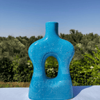 Handcrafted Sculptural Turquoise Ceramic Vase