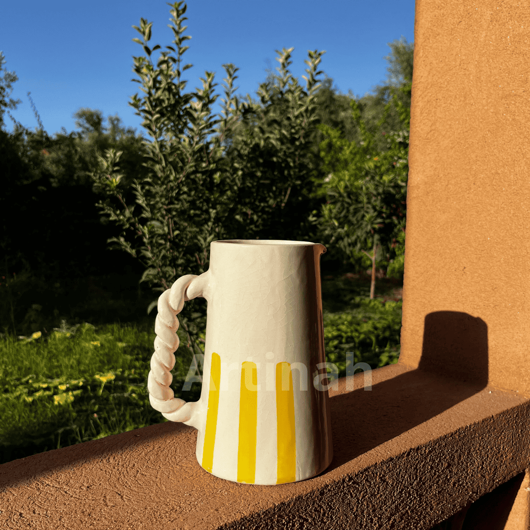 Handcrafted Yellow Striped Pitcher 1L