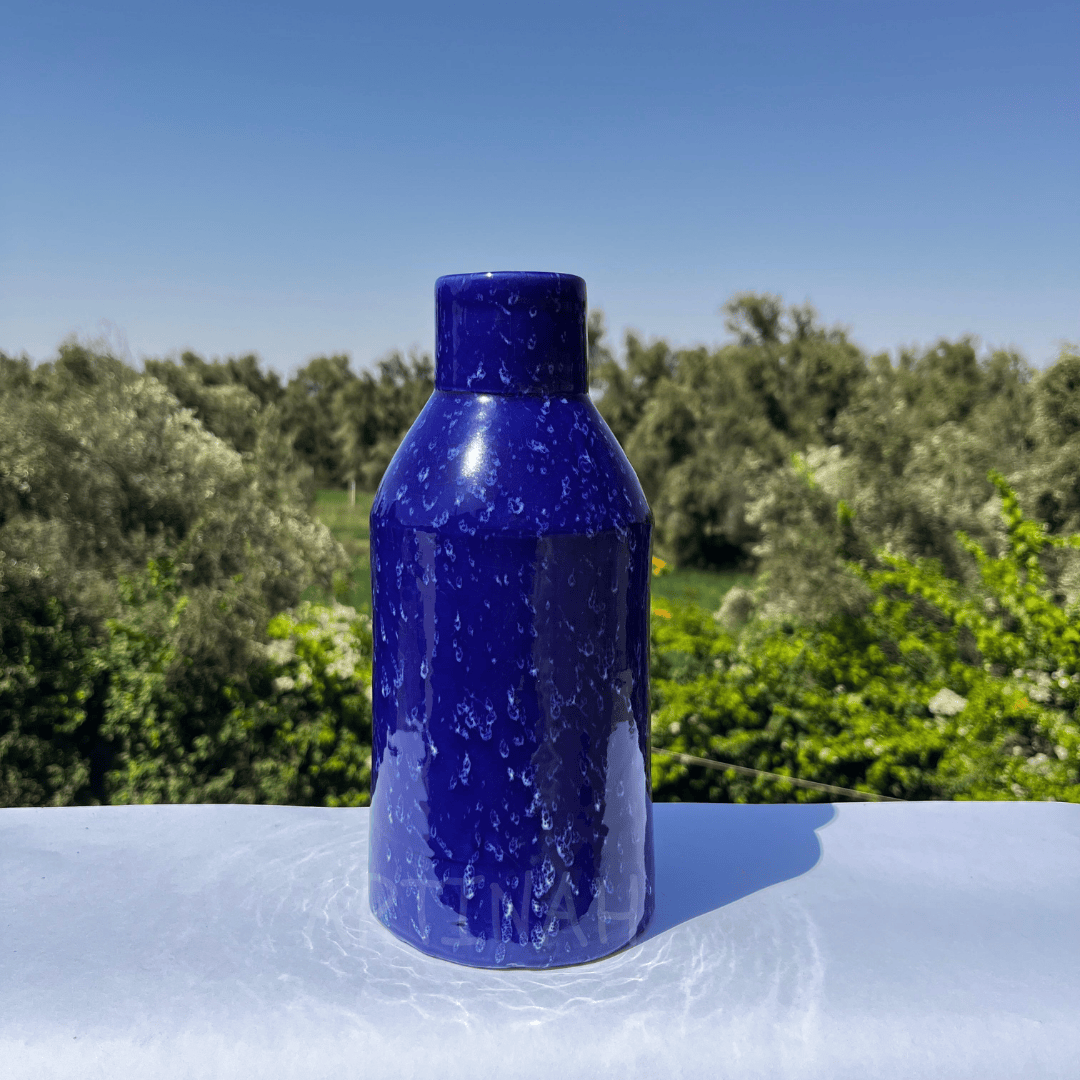 Handcrafted Deep Blue Ceramic Decorative Bottle