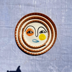 Assiettes Murales Artisanales – Visage Abstrait Multicolore