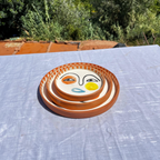 Assiettes Murales Artisanales – Visage Abstrait Multicolore