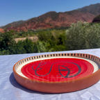 Assiettes Murales en Céramique Artisanale – Visage Abstrait Rouge