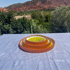 Assiettes Murales en Céramique Artisanale – Visage Abstrait Jaune