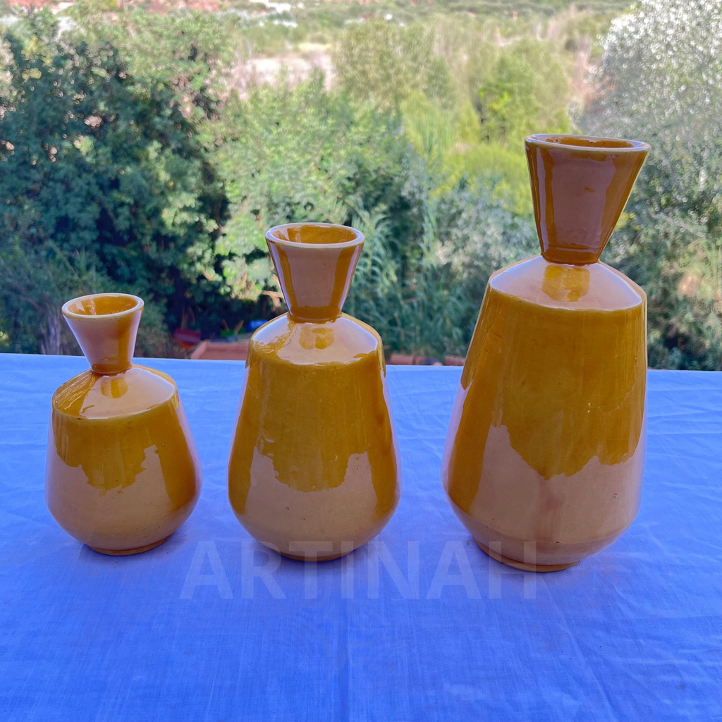 Vases en Céramique Artisanale – Jaune Soleil