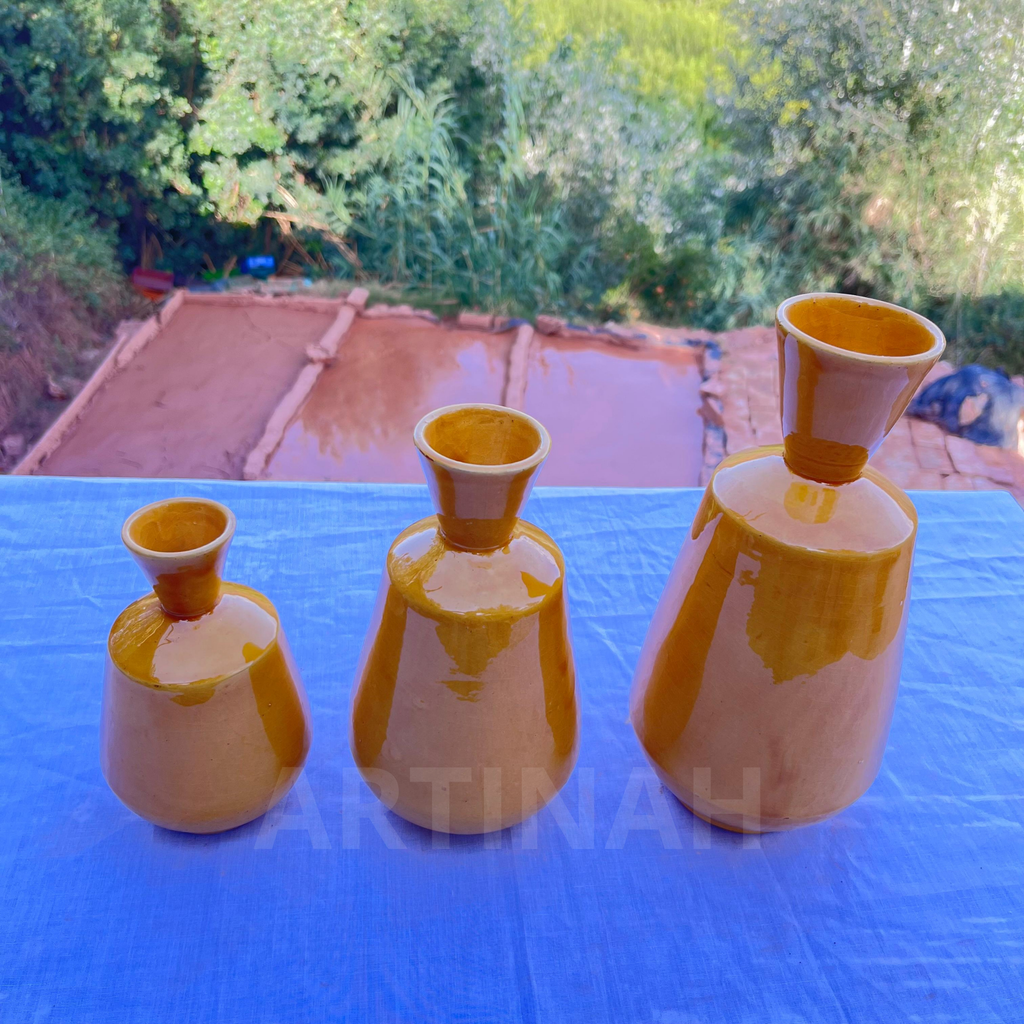 Vases en Céramique Artisanale – Jaune Soleil