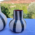 Vase en Céramique Artisanale – Rayures Noires et Blanches