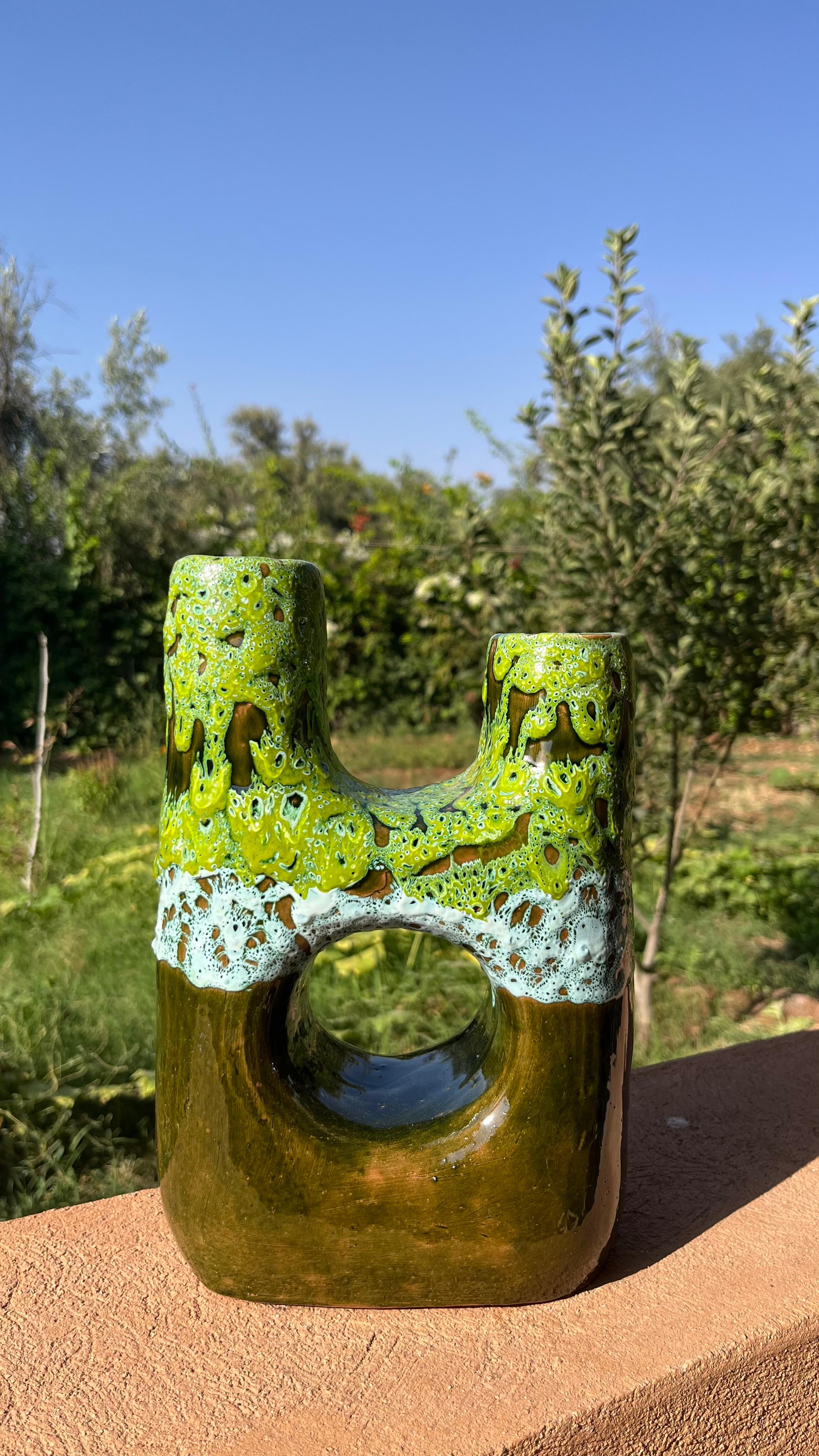 Ceramic Vase – Green Textured Glaze
