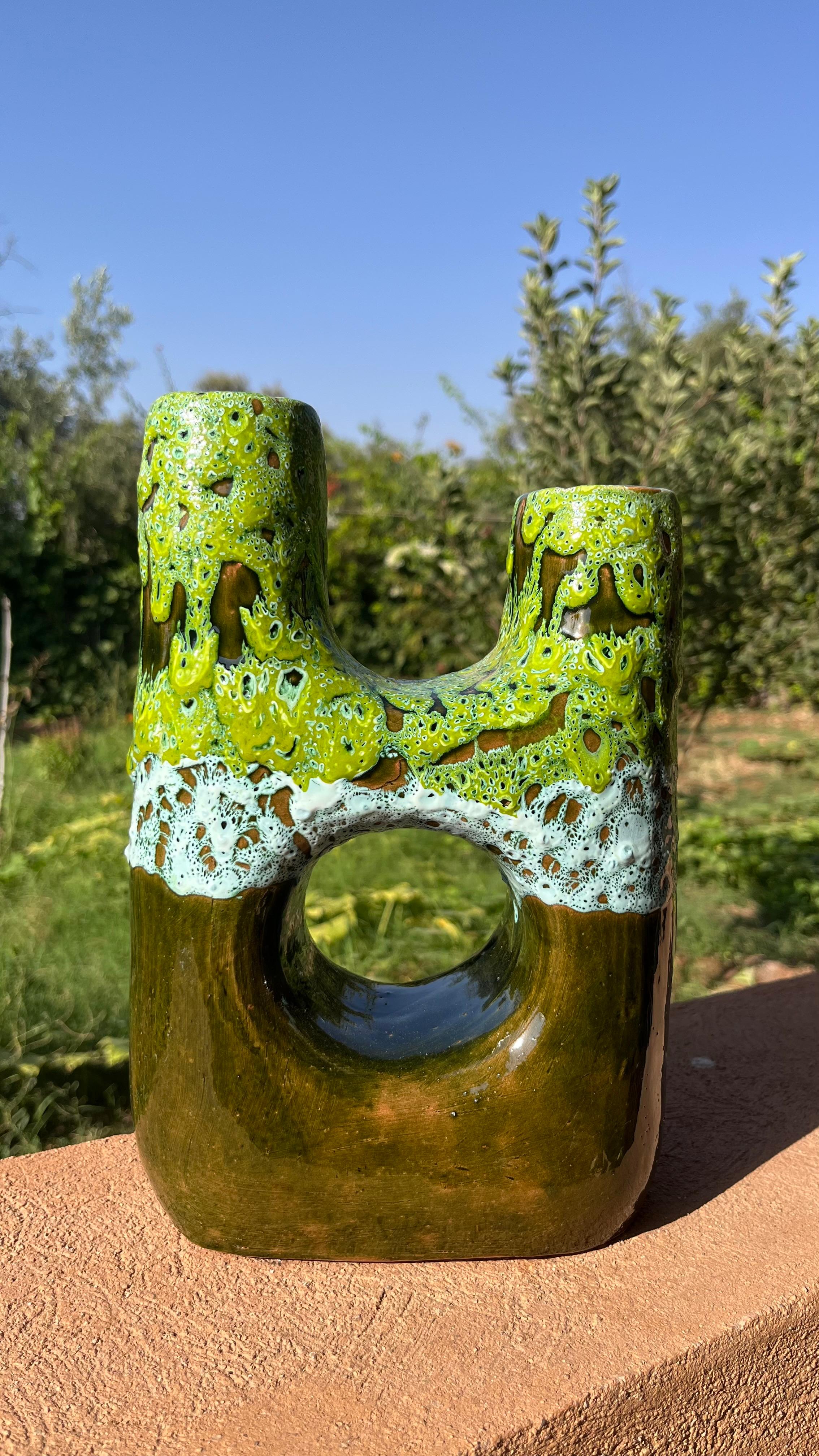 Ceramic Vase – Green Textured Glaze