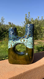 Ceramic Vase – Green & Blue Drip Glaze